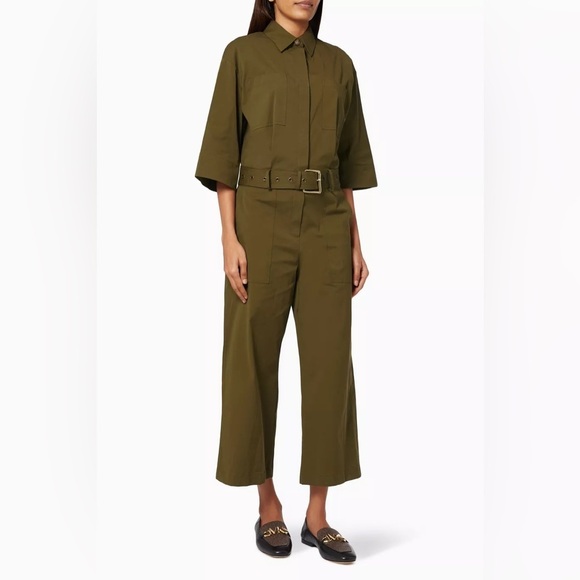 Michael Kors - Utility Army Green Stretch Organic Cotton Jumpsuit Size Small - Picture 1 of 13